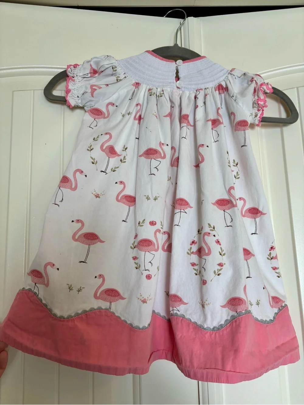 Cactus Pink and White Flamingo Smocked Girls' Nightgown